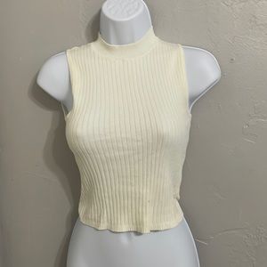 White turtle neck crop top